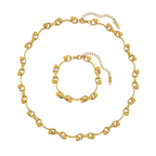 High-end stainless steel 18K handmade chain with interlocking M beads, made of gold-plated titanium steel, from European and American cross-border jewelry sets.