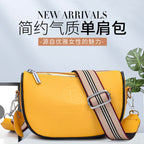 first-layer cowhide saddle bag women  leather shoulder bag wide shoulder strap Messenger bag