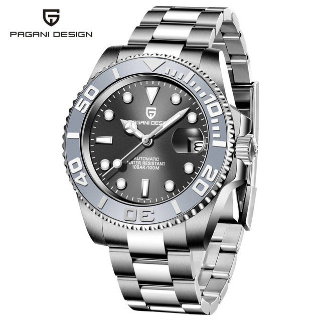 Men's White Automatic Mechanical Watch - Waterproof 100m