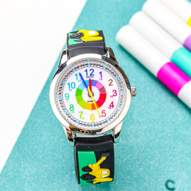 Kids' Black Quartz Watch - Waterproof, 34mm
