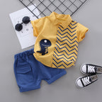 0-4 years old children's short-sleeved suit summer baby boy cartoon dinosaur shirt 2-piece set manufacturers spot wholesale cross-border delivery