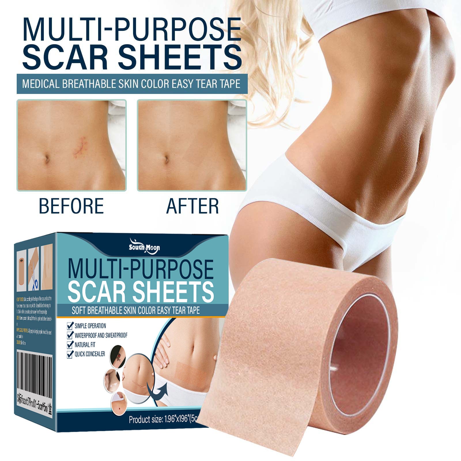 South Moon Skin Tone Concealer Patches, Waterproof Skin Tone Invisible Patches for Skin Scars, Tattoos, Acne Marks