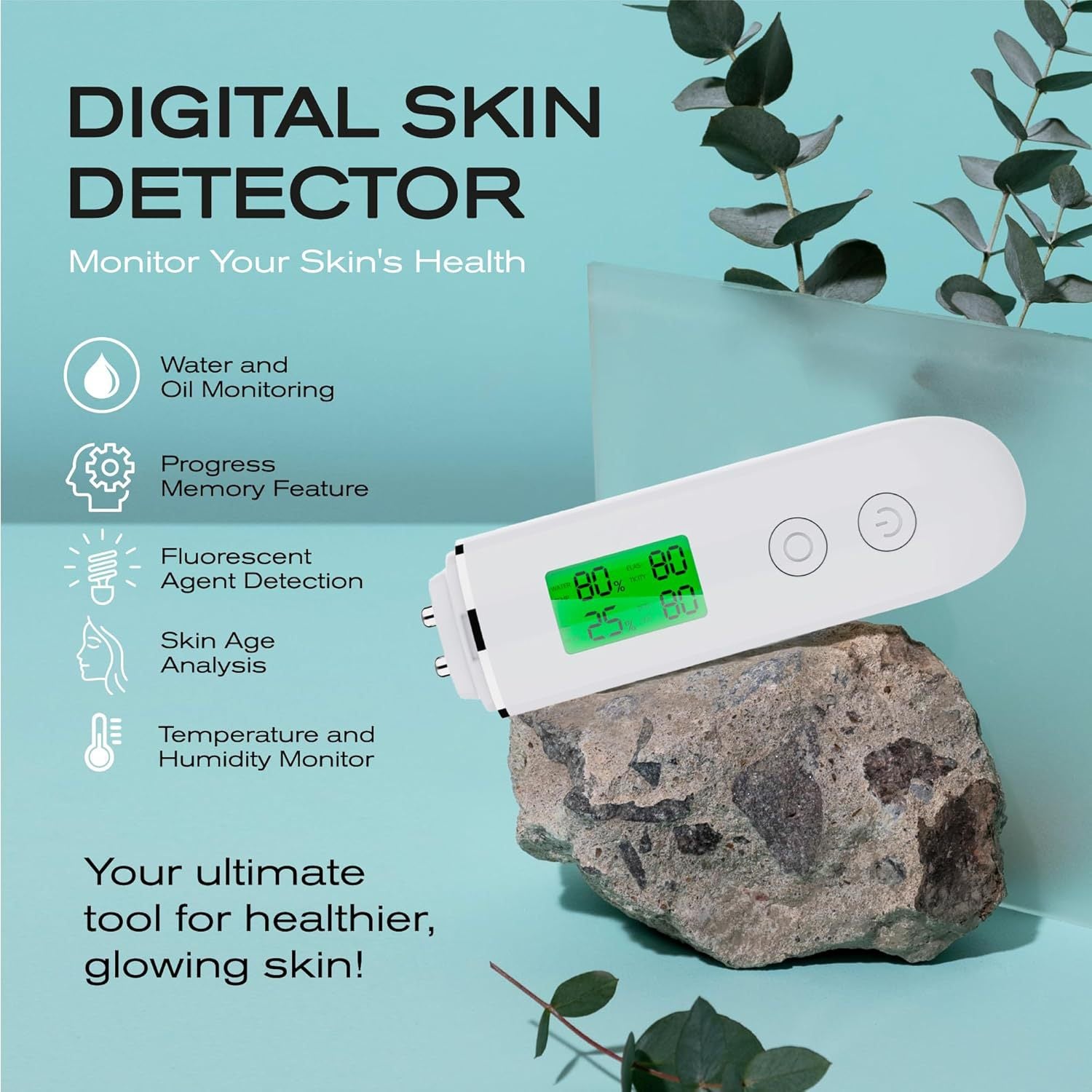 Amazon Bestselling Skin Moisture Tester, Skin Hydration and Oil Detector, Fluorescent Detection Pen, Thermometer and Hygrometer