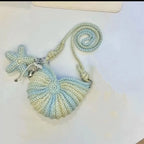 Handmade woven seashell phone case with starfish glitter graffiti yarn crochet DIY material kit - a gift for your best friend