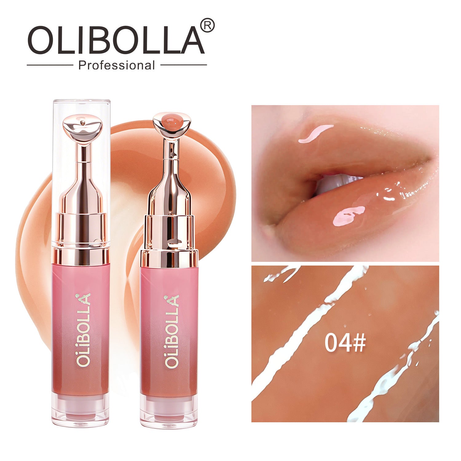 OLIBOLLA Metal Massage Head Mirror Lip Gloss Essence Moisturizes, Plumps, Reduces Lip Lines - Popular Makeup Product