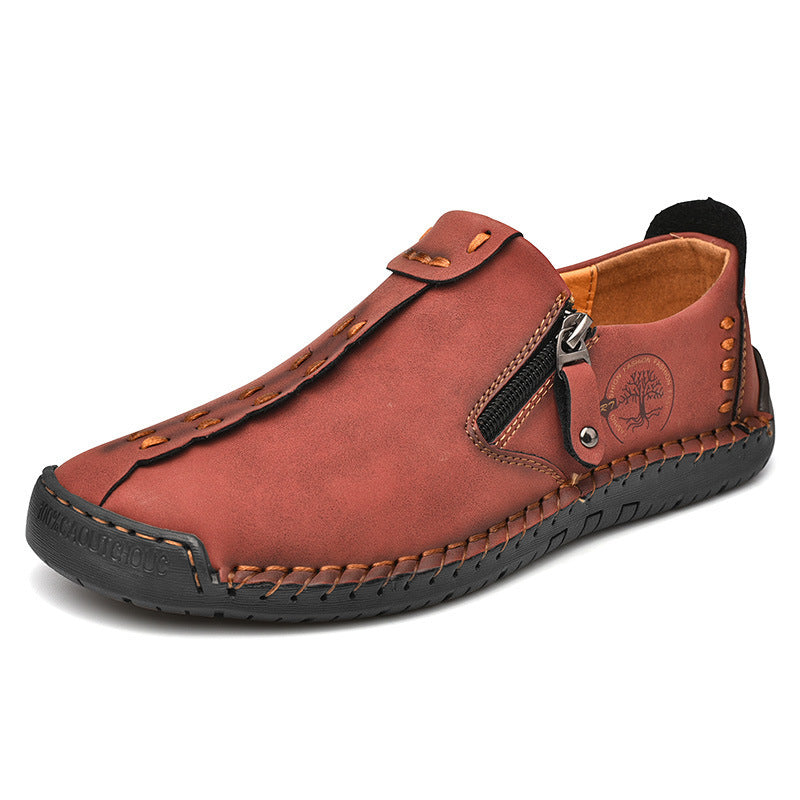 2023 Cross-border New Men's Casual Leather Shoes Foreign Trade Large Size Slip-on Doudou Shoes Men's Breathable Handmade Lazy Shoes