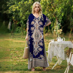 New European and American spring/summer women's bohemian print dress, plus size loose robe, Amazon beach vacation style.