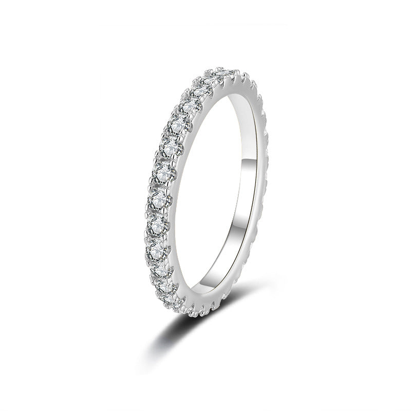 Factory direct wholesale S925 sterling silver women's rings with star pattern, moissanite rings, niche and high-end style.