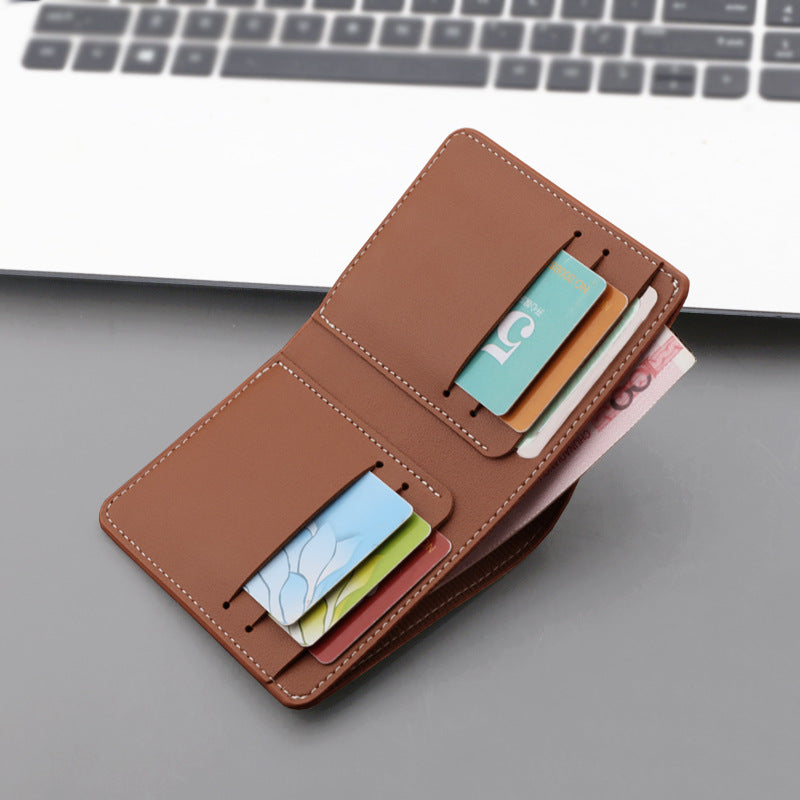 Men's Brown Vertical Zip Wallet - PU Leather