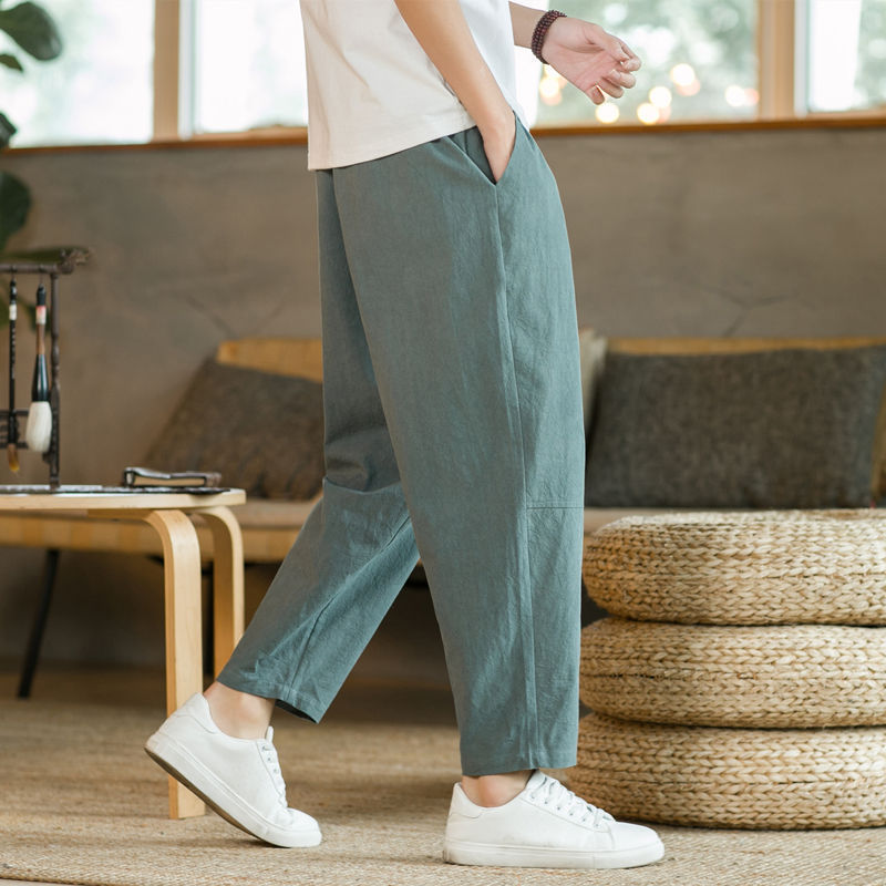 Men's Cotton Linen Cropped Trousers – Ethnic | Aladinae