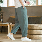 Men's Cotton Linen Cropped Trousers – Ethnic | Aladinae