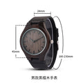 Men's Ebony Wood Watch - Leather Strap, Engraved Back