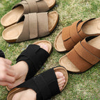 Men's Black Cork Sandals - Velcro, Non-Slip