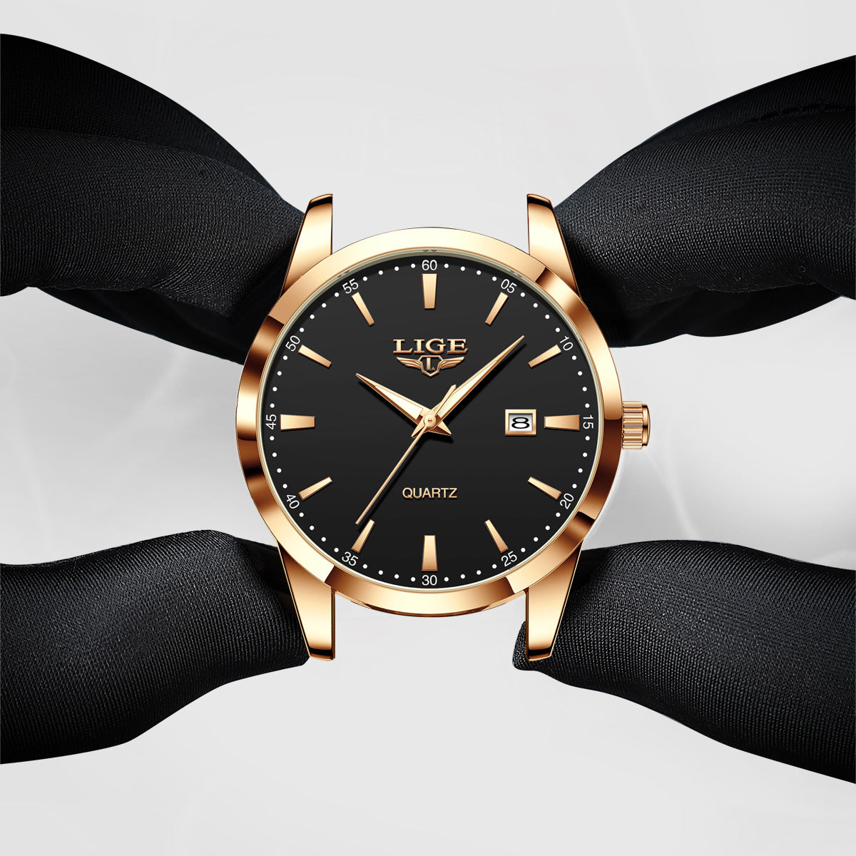 Men's Three-Hand Quartz Watch - Leather Strap, Waterproof
