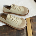 Soft and comfortable leather leather shoes that feel like stepping on shit, autumn single shoes, ugly and cute shoes, women's shoes, literary and artistic forest women's white shoes, round-toe cute shoes