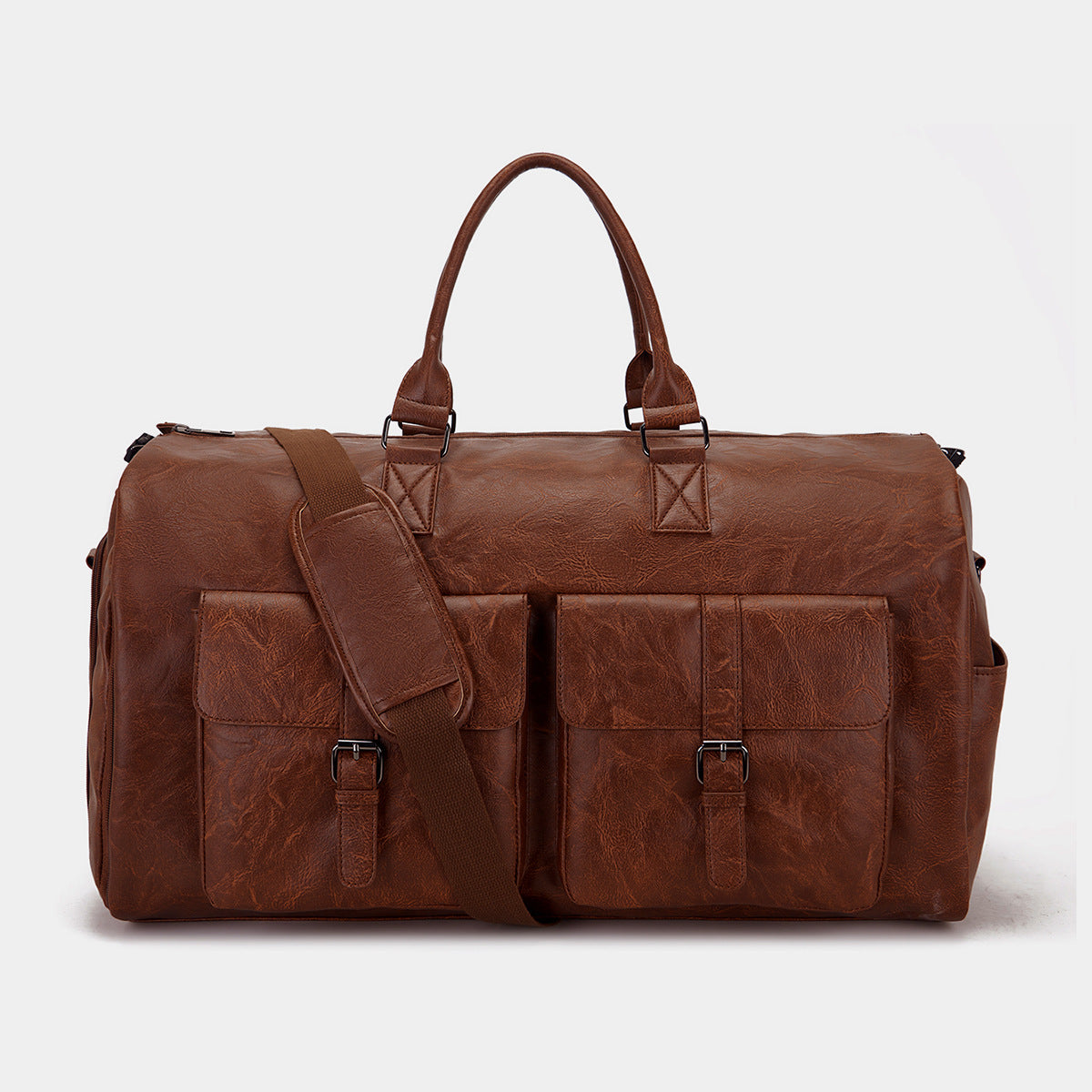 Guangzhou factory spot Amazon travel convenient carry-on clothing bag large PU leather duffel bag women's fashion
