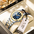 Women's Gold Blue Quartz Watch - Steel Band, Waterproof