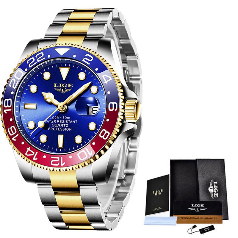 LIGE/Lige Fashion Explosion Style Men's Watch Quartz Three-Hand Watch Waterproof Clock