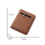 Men's Brown Vertical Zip Wallet - PU Leather