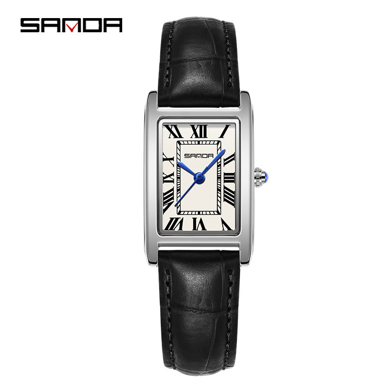 Men's Coffee Silver Rectangular Watch - Roman Numerals