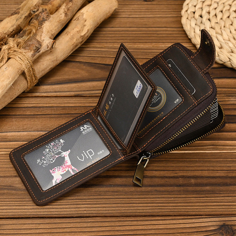 Genuine Leather Zipper Wallet – Large Capacity | Aladinae