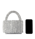 New acrylic tassel handbag women's diy handmade beaded woven bag bling silver beads evening bag