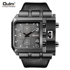 Men's Brown Square Dial Quartz Watch - World Time