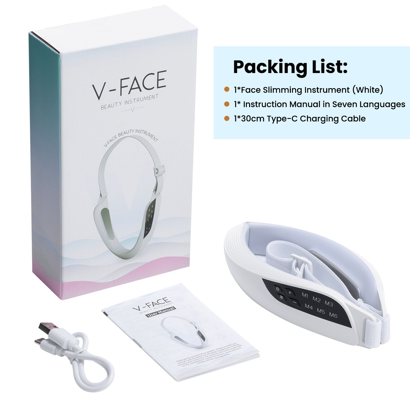 6-mode 8-level microcurrent EMS face slimming device, V-shaped facial massage, kneading, acupuncture, hammering, lifting, acupressure. (Cross-border product)