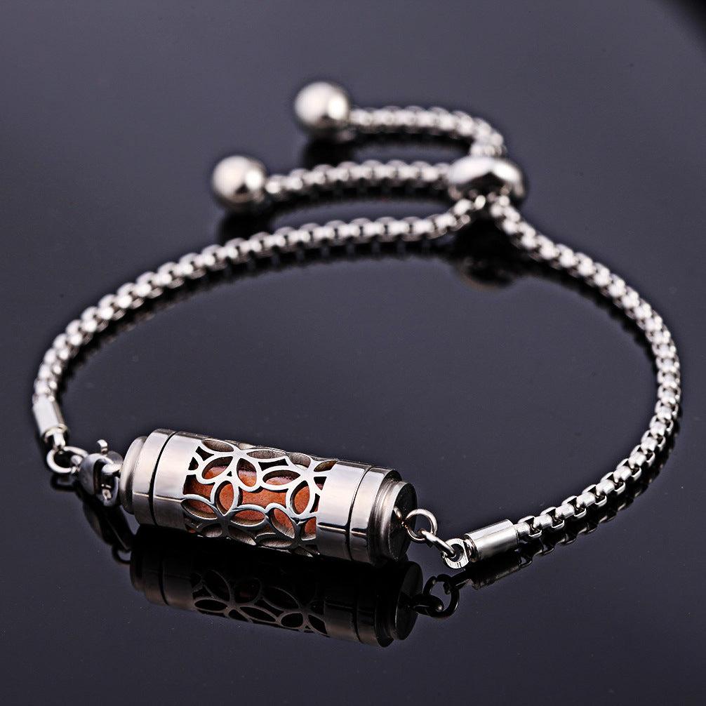 Stainless steel aromatherapy bracelet bracelet essential oil perfume diffuser bracelet adjustable titanium steel bracelet couple jewelry