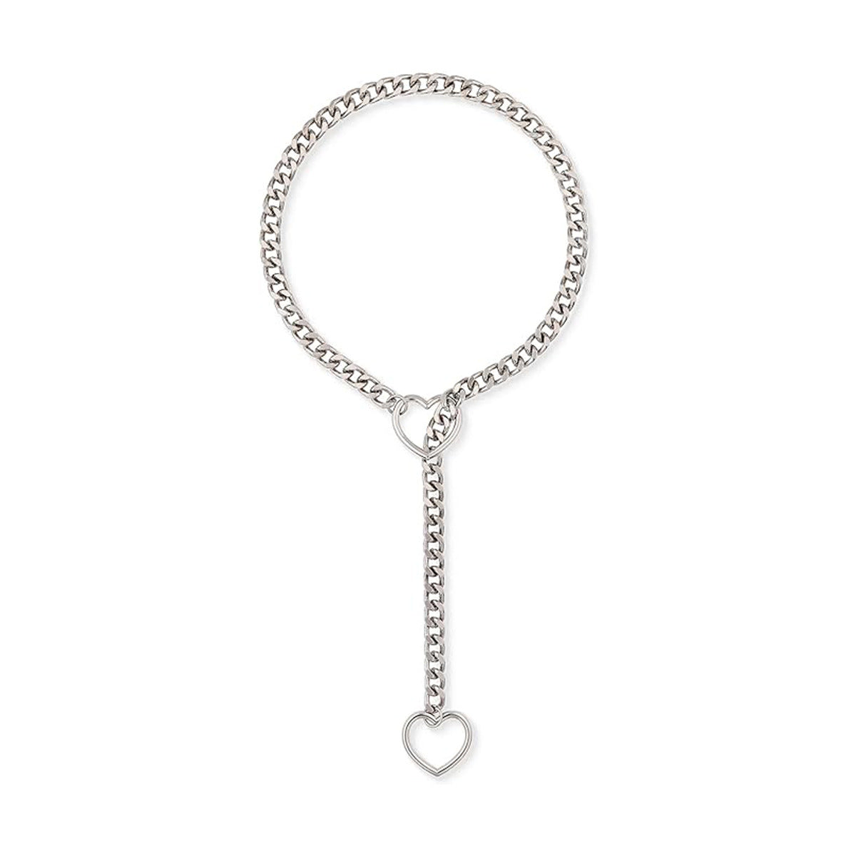 Amazon Style Wide Y Ring Sliding Chain Necklace Handmade Punk Cuban Stainless steel Chain Necklace