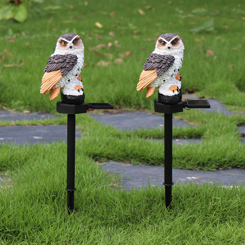 Amazon Solar Animal Statue Ornaments Outdoor Garden Statue Courtyard Landscape Decoration Owl Light Ground Plug
