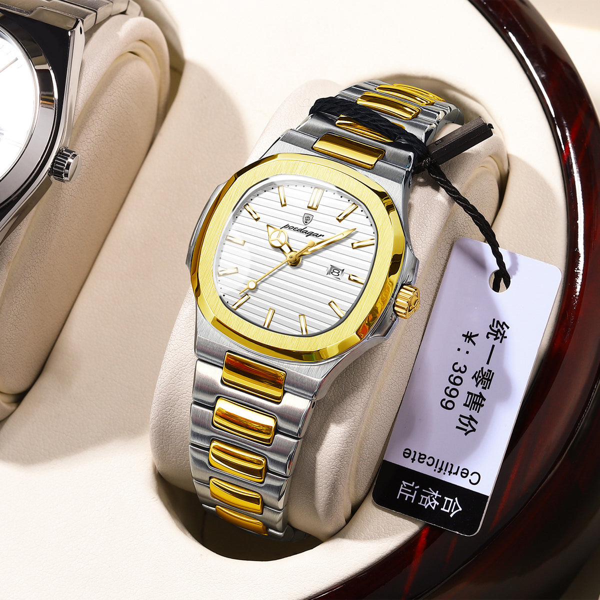 Women's Two-Tone Blue Quartz Watch - Square Dial