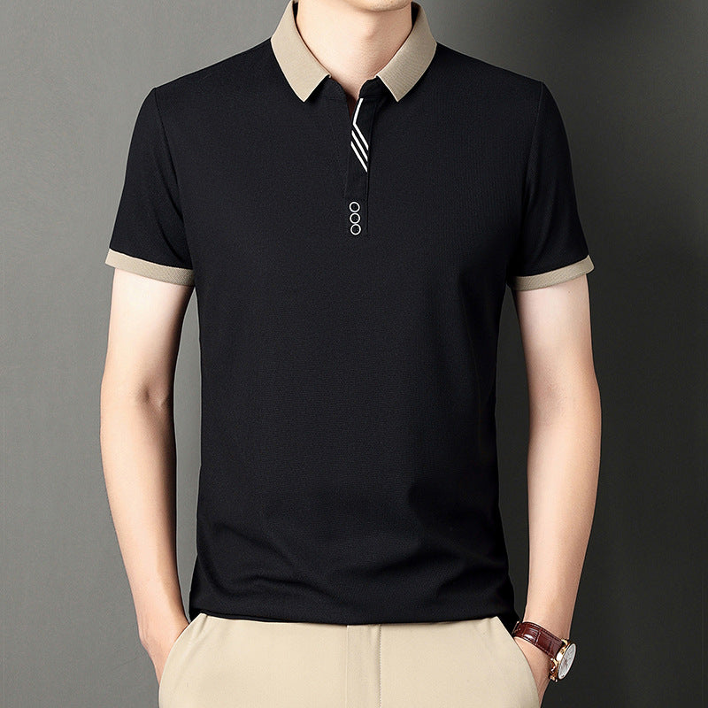 Men's White Waffle Knit Polo Shirt - Short Sleeve