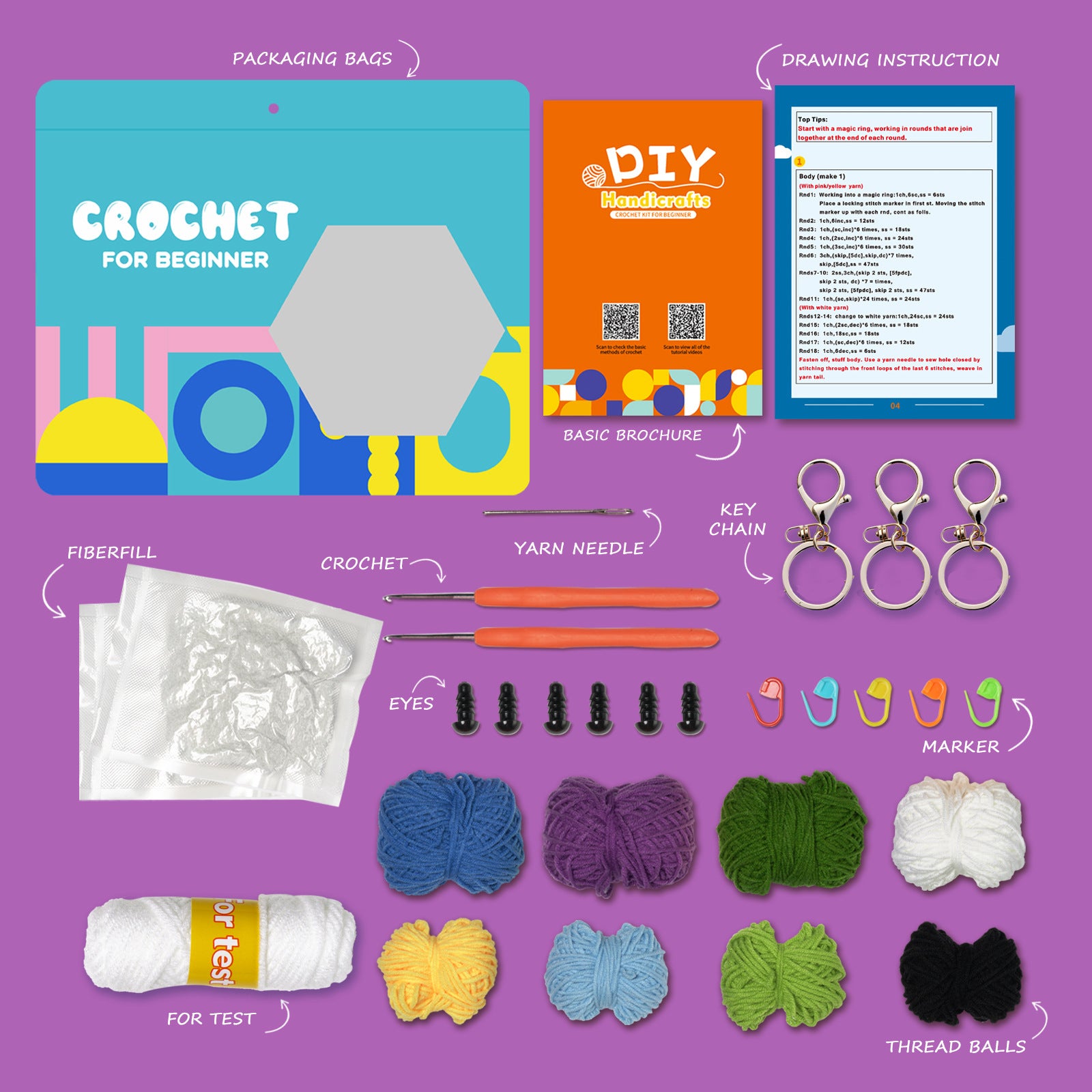 English instruction manual Amazon new product handmade crochet material bag weaving DIY wool making small toy decoration