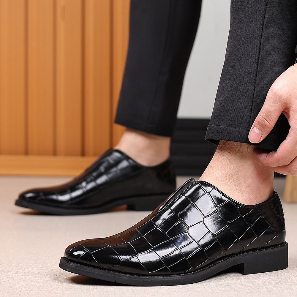 Men's Black PU Leather Slip-On Shoes – Square Toe | Aladinae