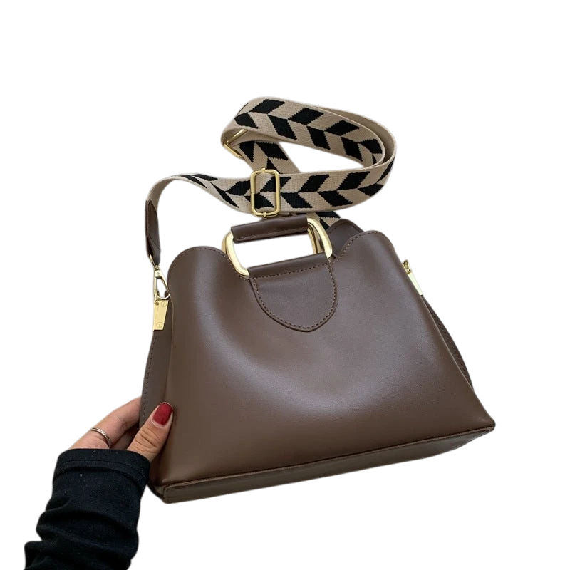Autumn and winter textured large bag for women 2021 new style fashionable and simple wide shoulder strap women's bag versatile and atmospheric casual mom bag