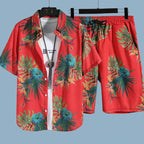 Men's Hawaiian Floral Shirt & Shorts Beach Set | Aladinae