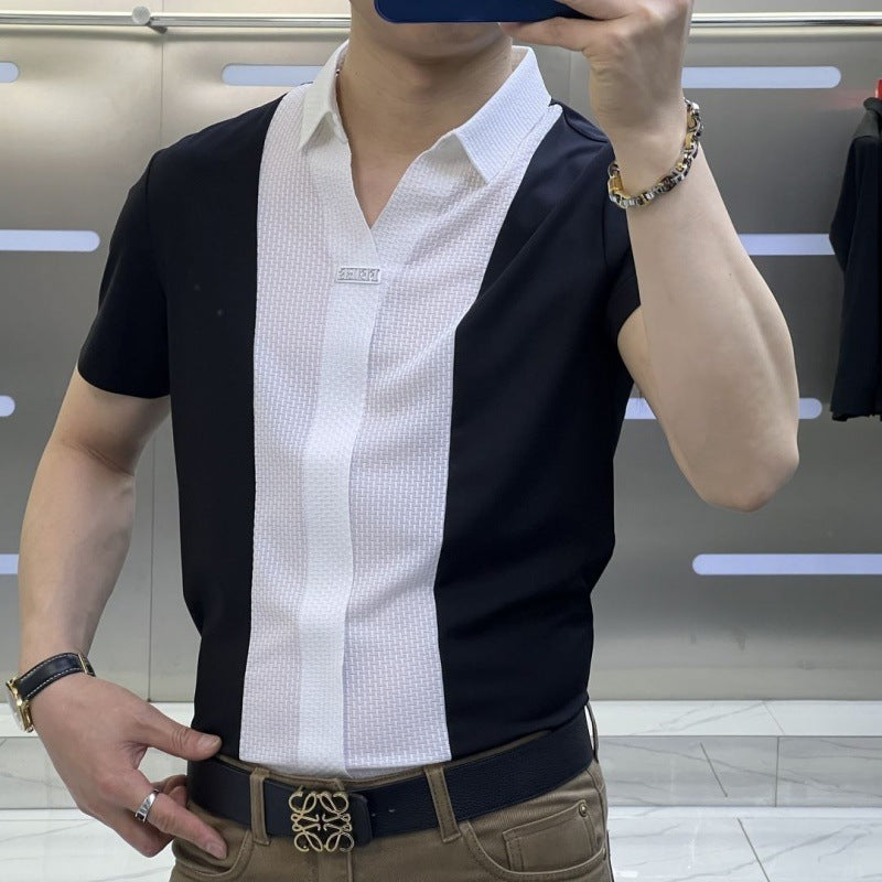 Men's Black & White Color Block Shirt – Slim | Aladinae