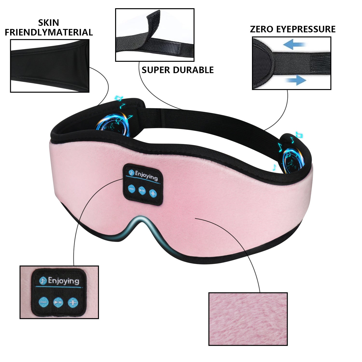 Amazon Wireless 3D Bluetooth Sleep Mask Set - Light Blocking, Memory Foam, Stereo Sound, Waterproof
