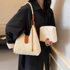 High-grade niche knitted underarm bag for women with large capacity 2025 new casual one-shoulder hand-held commuter bucket bag