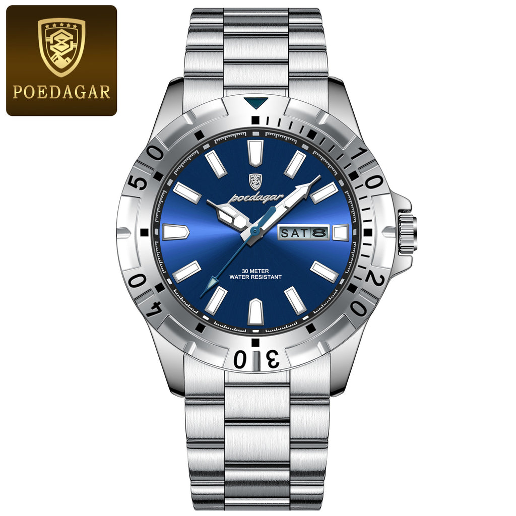 Men's Green Dual Calendar Quartz Watch - Waterproof