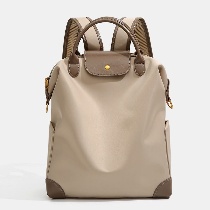 High-end women's backpack, lightweight travel bag, large capacity, nylon color-blocked waterproof school bag, business bag