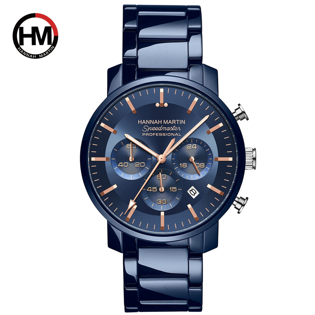 Men's Black Multi-Hand Quartz Watch - Waterproof, Calendar