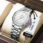 Women's Gold Blue Quartz Watch - Steel Band, Waterproof