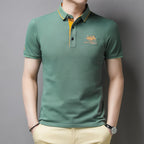 Men's Rose Red Embroidered Polo Shirt | Aladinae