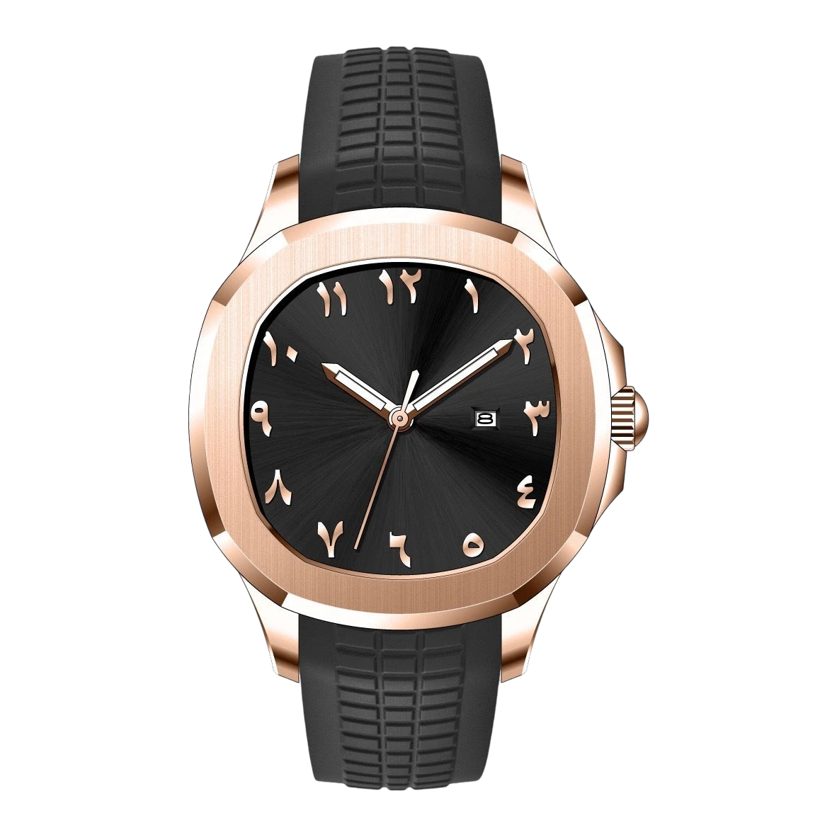 Men's Arabic Dial Sports Watch – Silicone Strap & Quartz | Aladinae