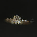Japanese s925 sterling silver plated with 14K gold platinum female ring exquisite snowflake commuter style versatile and elegant foreign trade style