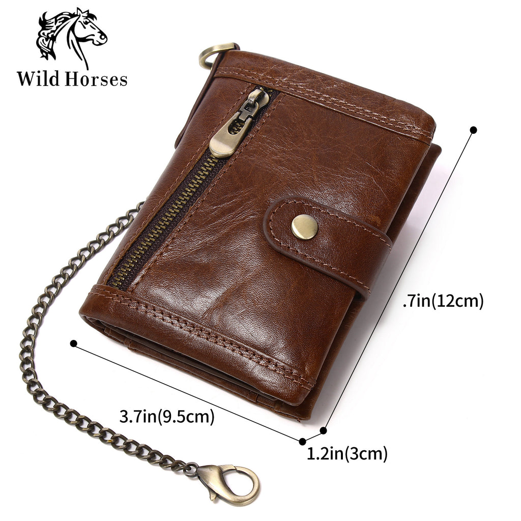 Men's RFID Anti-Theft Genuine Leather Coin Wallet | Aladinae