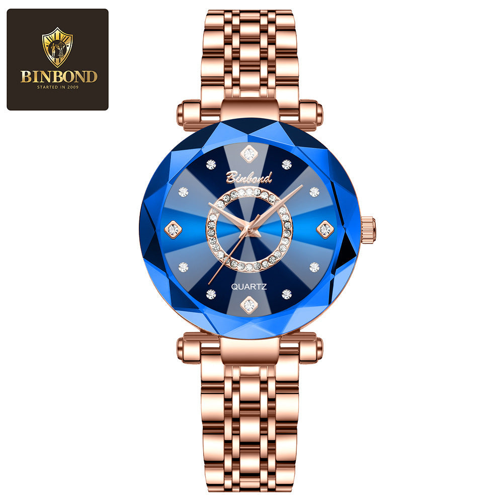 Women's Rose Gold Red Dial Quartz Watch - Waterproof