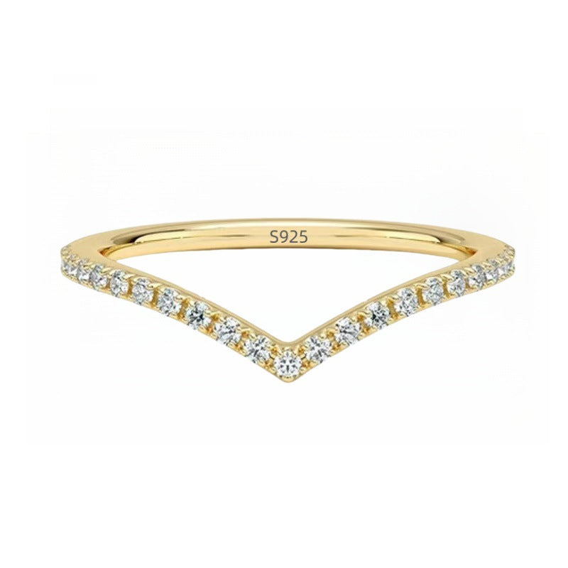 Moissanite ring, 925 sterling silver, women's ring, cluster setting, V-shaped ring, stacked crown, manufacturer wholesale, cross-border supply.